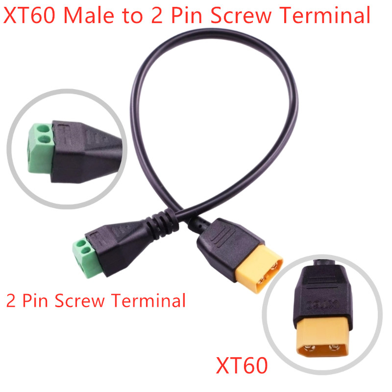 Drone Battery Connector - 30cm XT60 male to 2 Pin