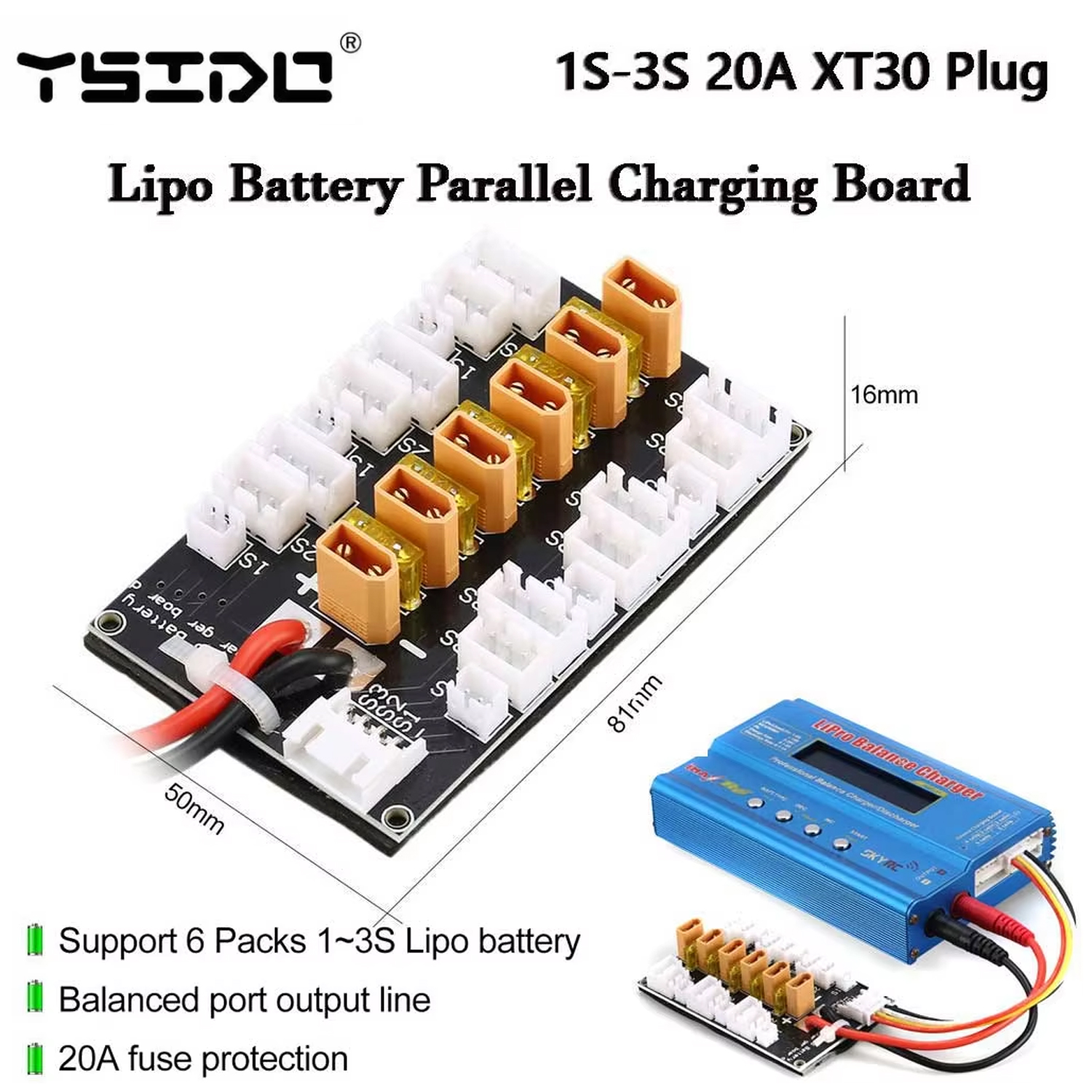 YSIDO Lipo Battery Parallel Ch - Drone Battery Parallel Board recensie en prijs