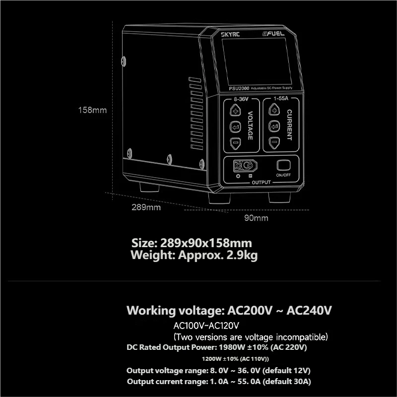 SKYRC PSU2000 1980W Adjustable - Drone Battery Charger recensie en prijs
