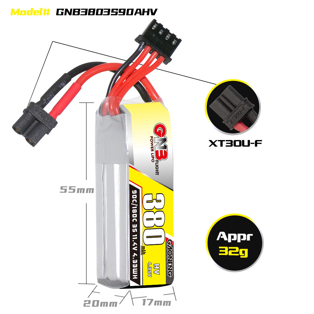 GNB GAONENG 3S 11.4V HV 380mah - Drone Battery High Voltage recensie en prijs