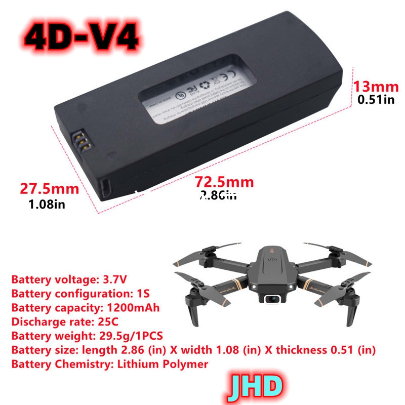 JHD Bateria 4DRC V4 Battery 3. - Drone Battery Li-Ion recensie en prijs