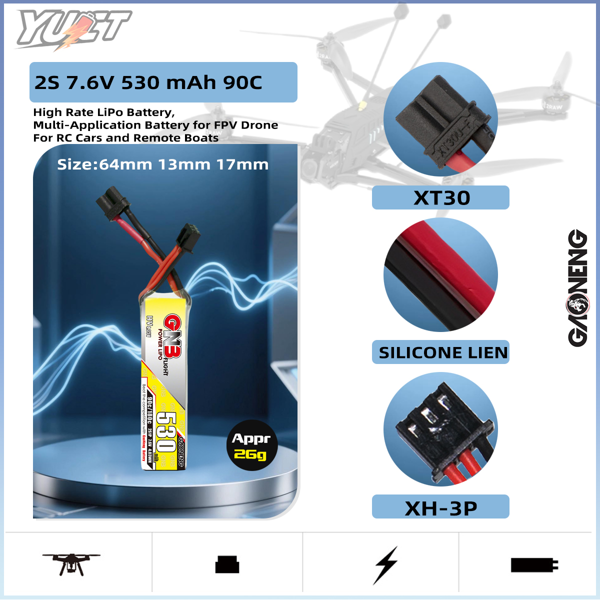 YUCT GNB 2S LiPo Battery LiHV  - Drone Battery Lipo recensie en prijs