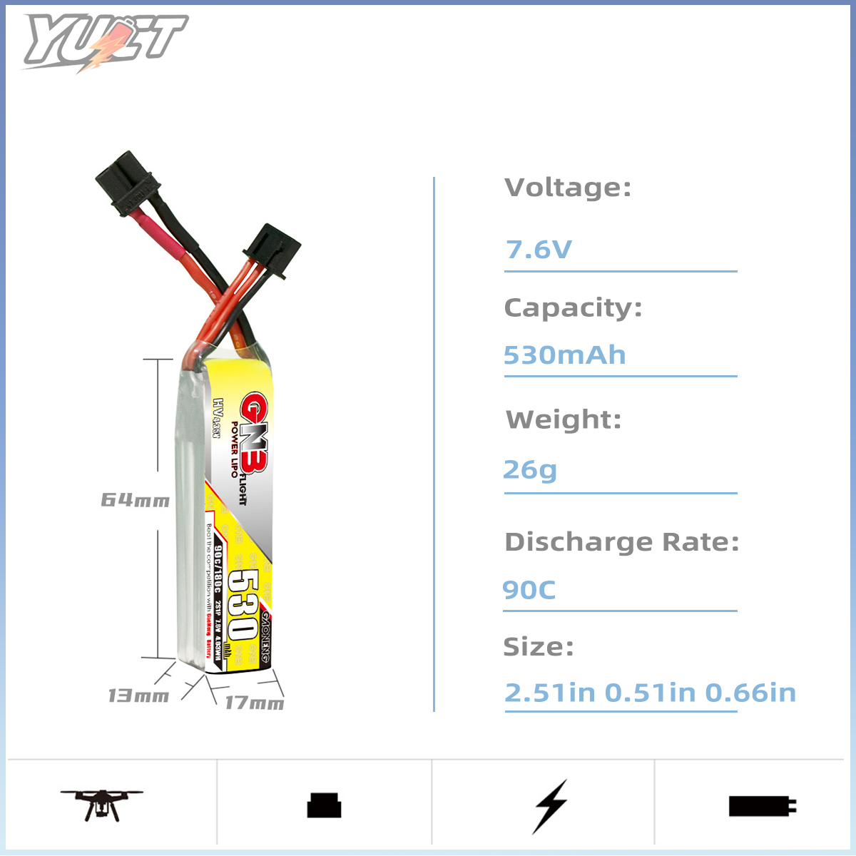 YUCT GNB 2S LiPo Battery LiHV  - Drone Battery Lipo recensie en prijs