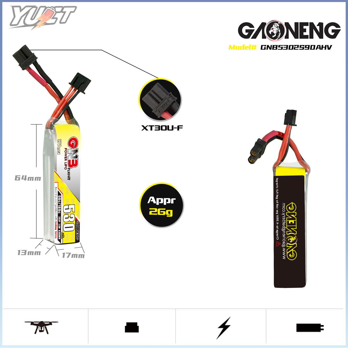 YUCT GNB 2S LiPo Battery LiHV  - Drone Battery Lipo recensie en prijs