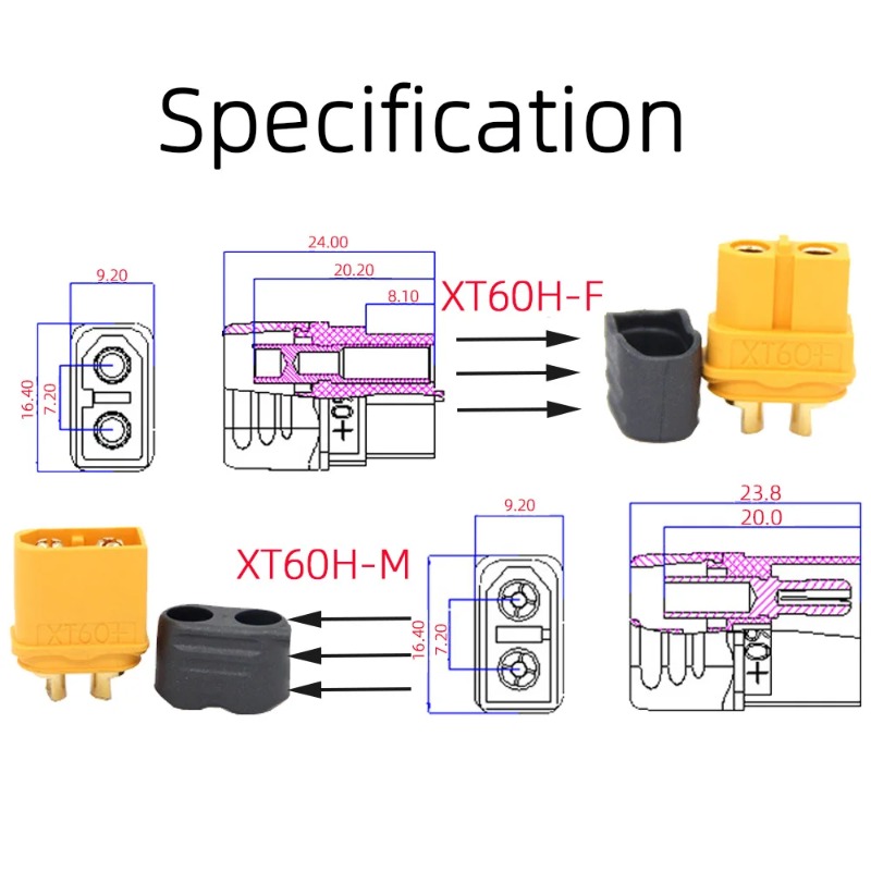 1Pair XT60H Female Bullet Conn - Drone Battery Connector recensie en prijs