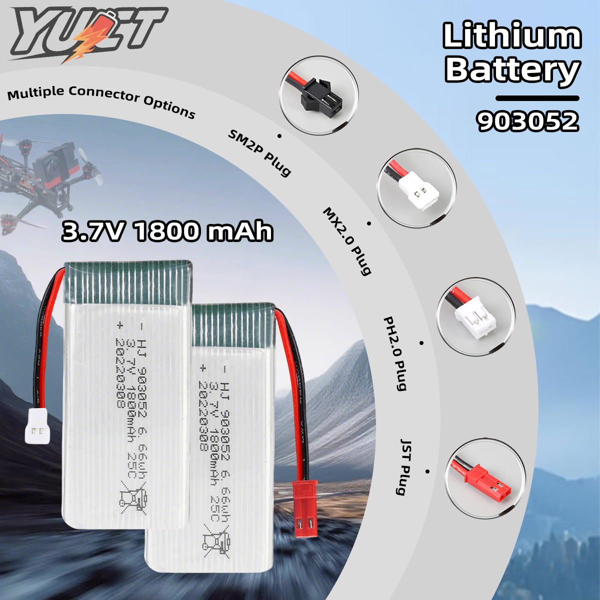 YUCT 3.7V 1800mAh 25C High-Rat - Drone Battery Lipo recensie en prijs