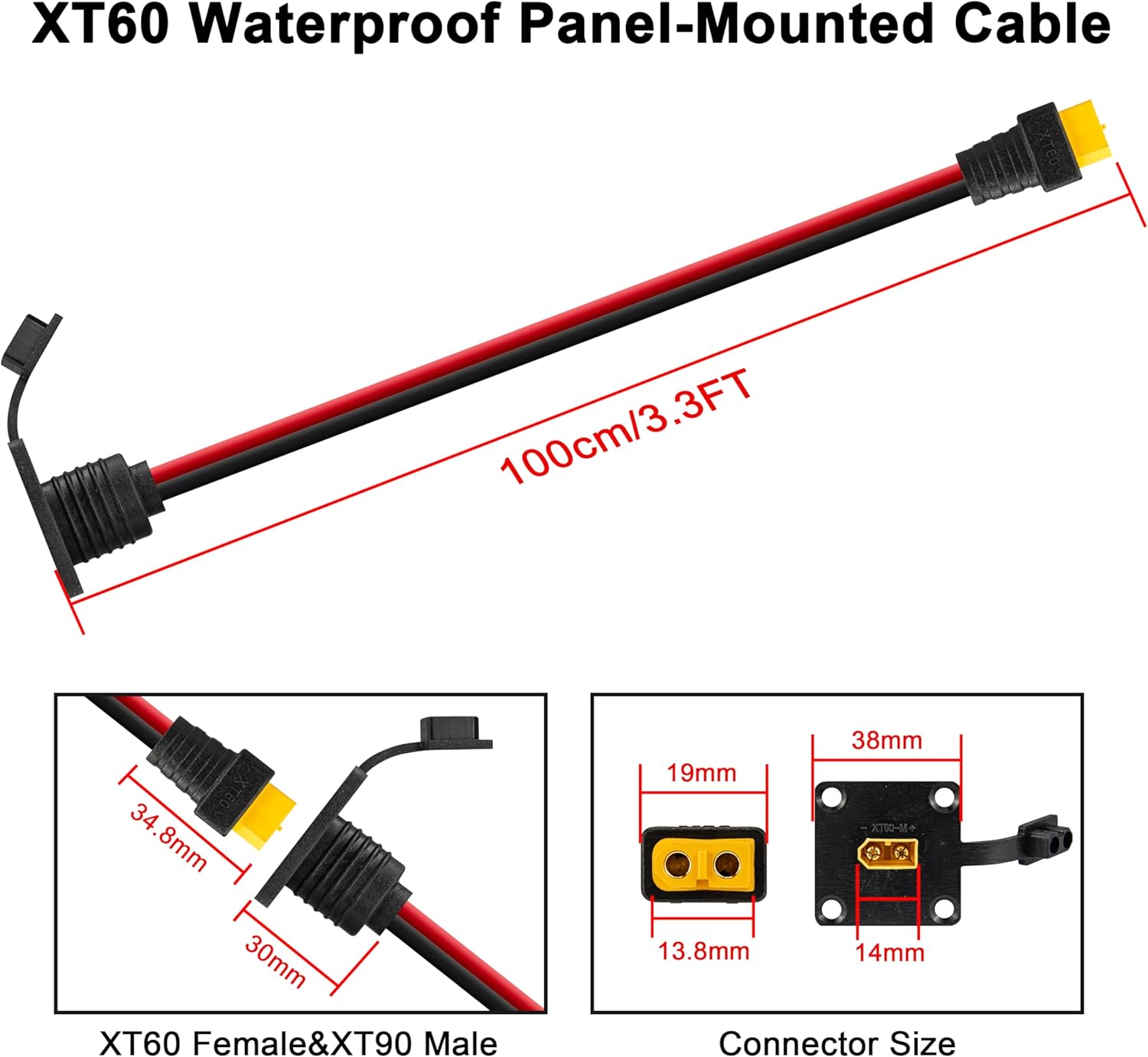 JMUYTOP 3FT 12AWG XT60 Panel M - Drone Battery Connector recensie en prijs