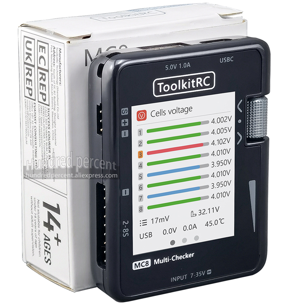 ToolkitRC MC8 Mini Size Cell c - Drone Battery Voltage Checker recensie en prijs